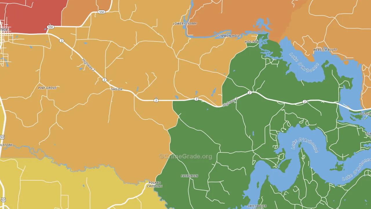 Shiloh, LA Map of Assault Rates