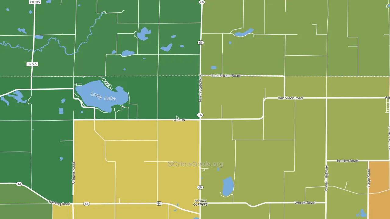 Shiloh, MI Map of Assault Rates