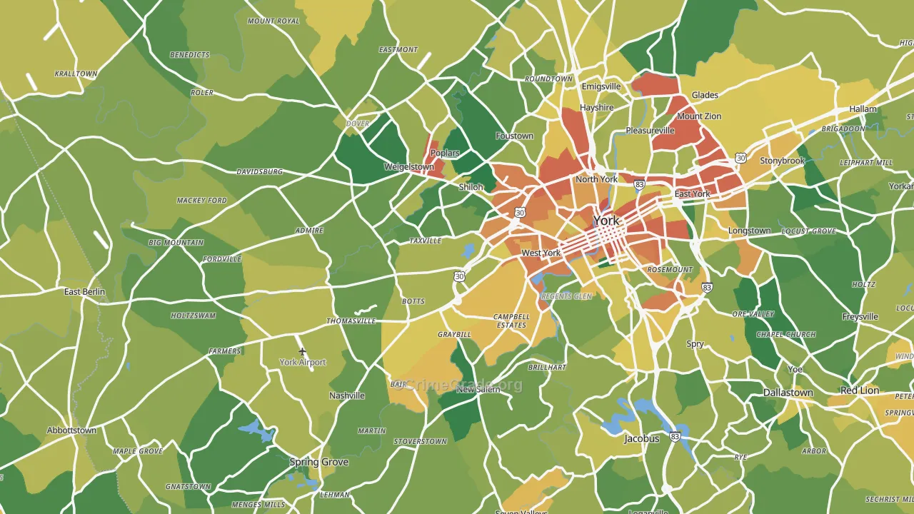 Shiloh, PA Map of Assault Rates