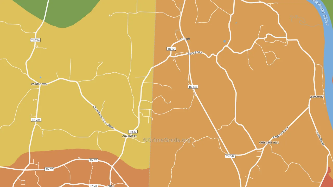 Shiloh, TN Map of Assault Rates