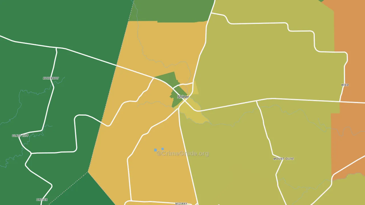 Shiner, TX Map of Assault Rates