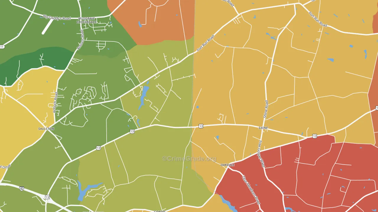 Shines Crossroads, NC Map of Assault Rates