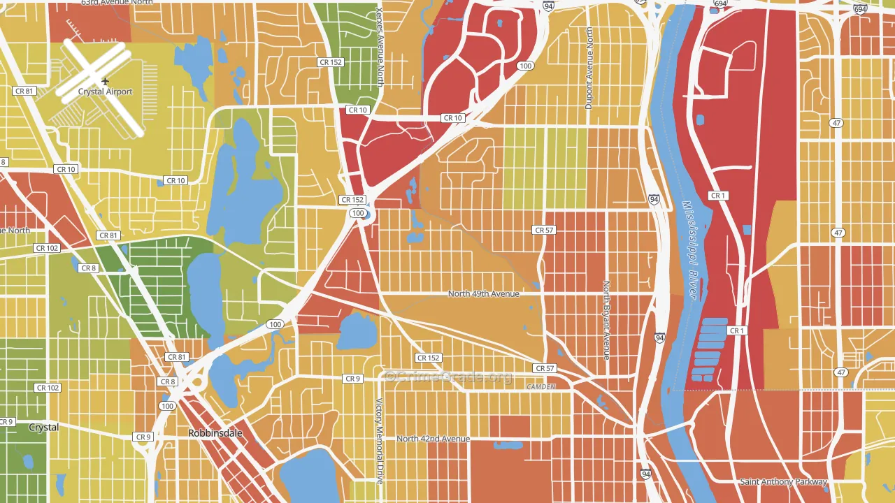 Shingle Creek, Minneapolis, MN Map of Assault Rates