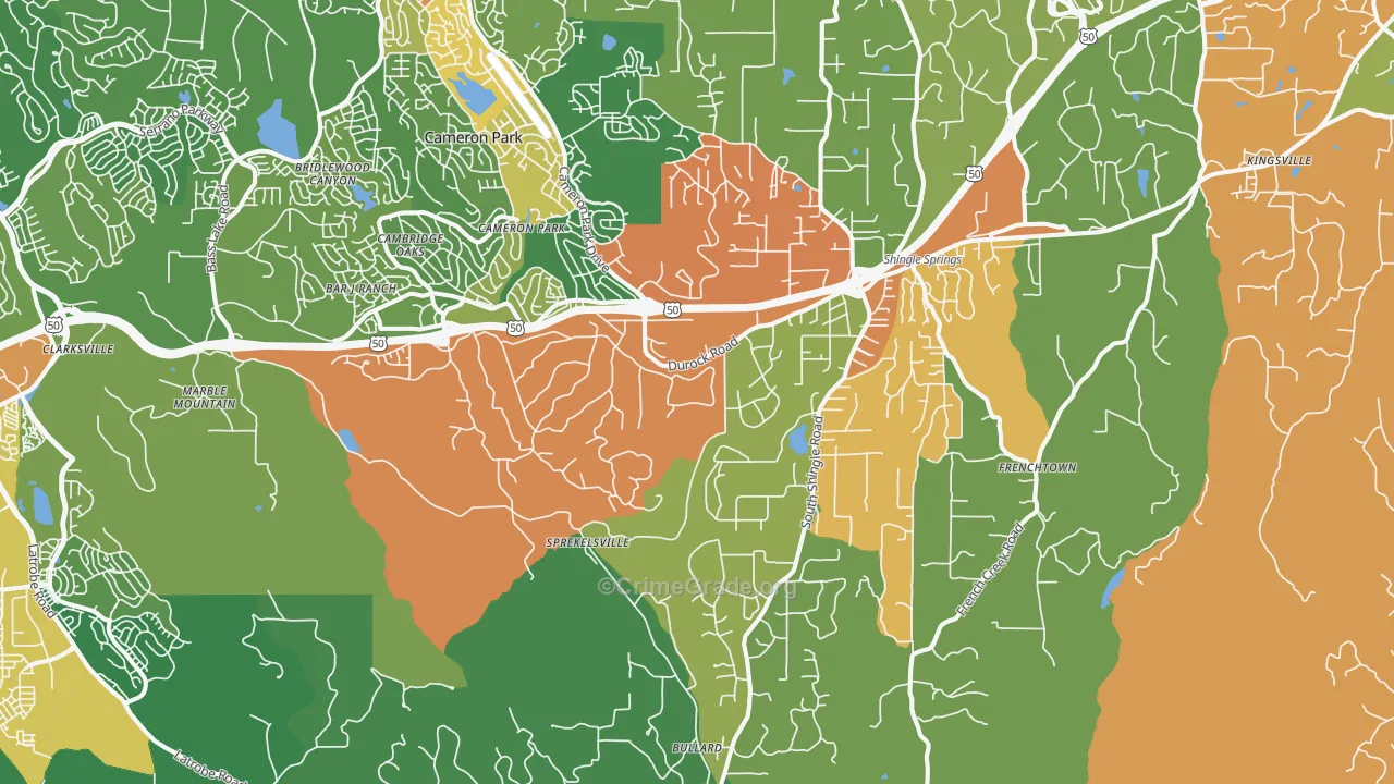 Shingle Springs, CA Map of Assault Rates
