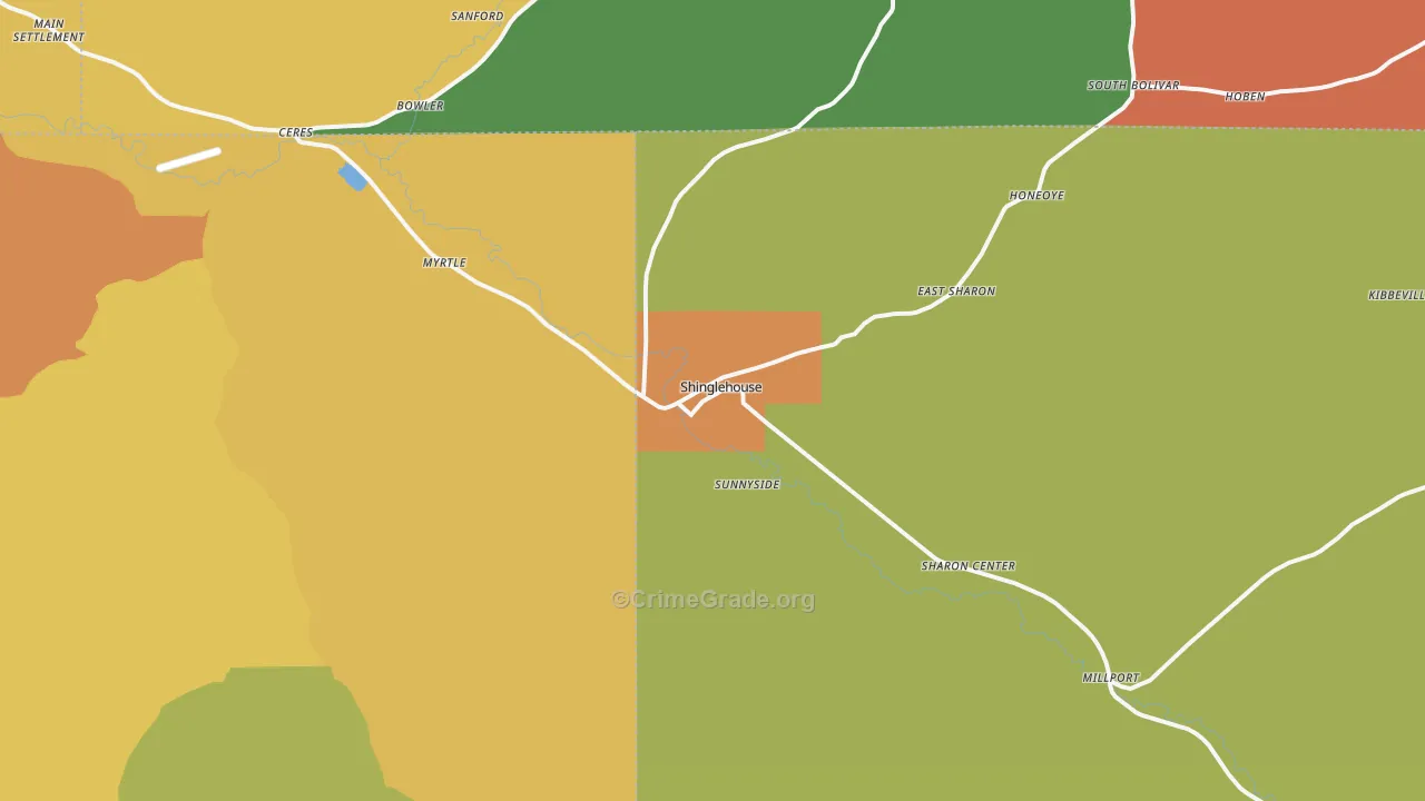 Shinglehouse, PA Map of Assault Rates