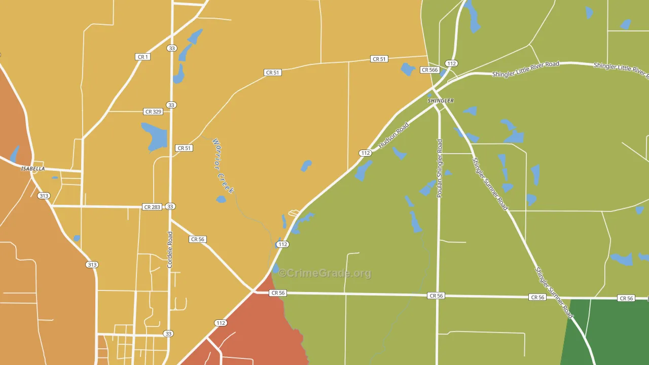 Shingler, GA Map of Assault Rates