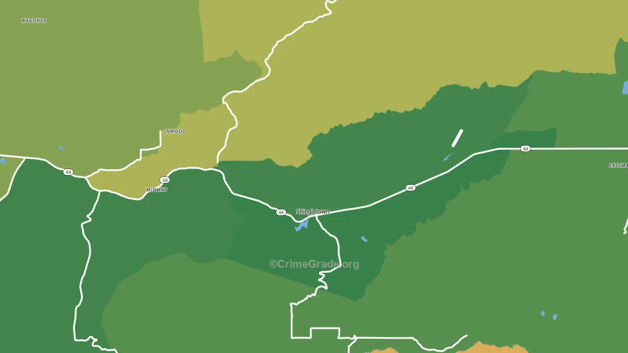 Shingletown, CA Map of Assault Rates