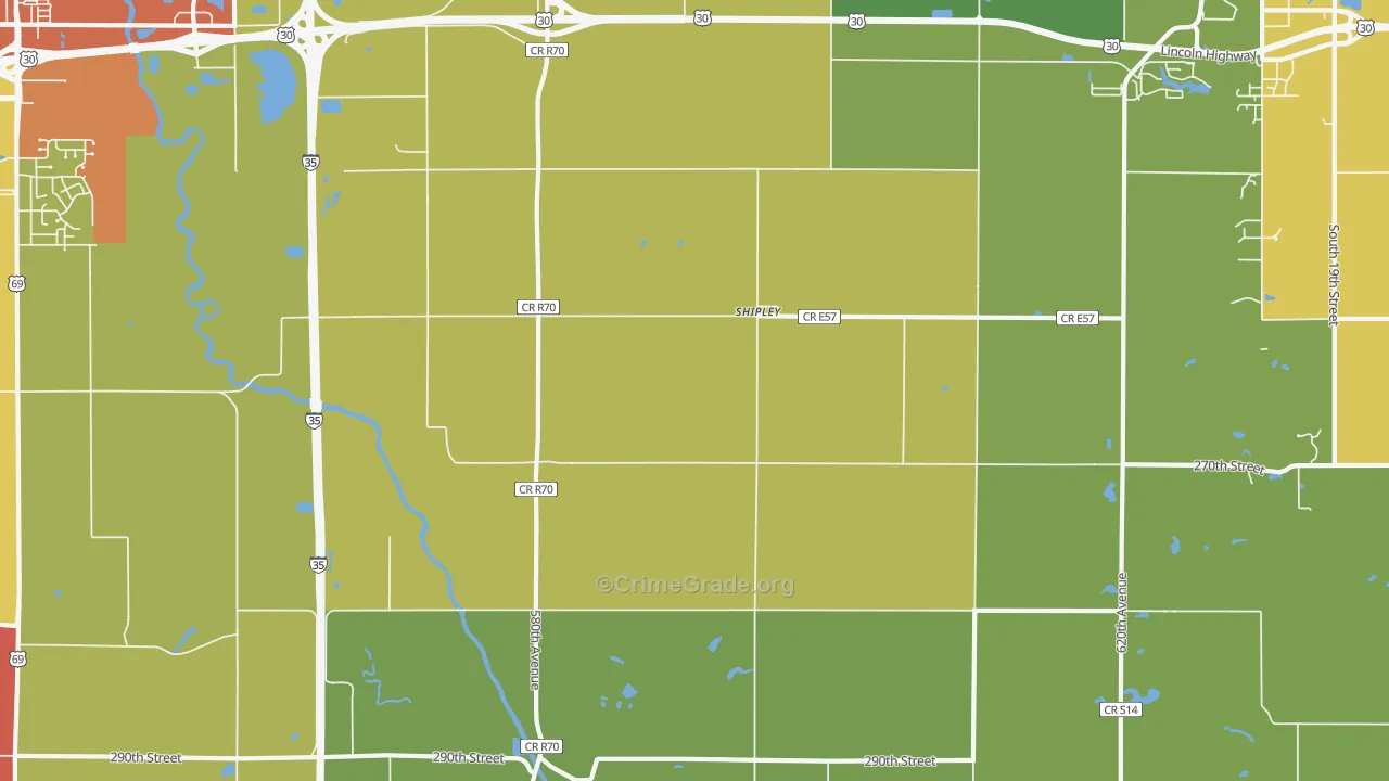 Shipley, IA Map of Assault Rates