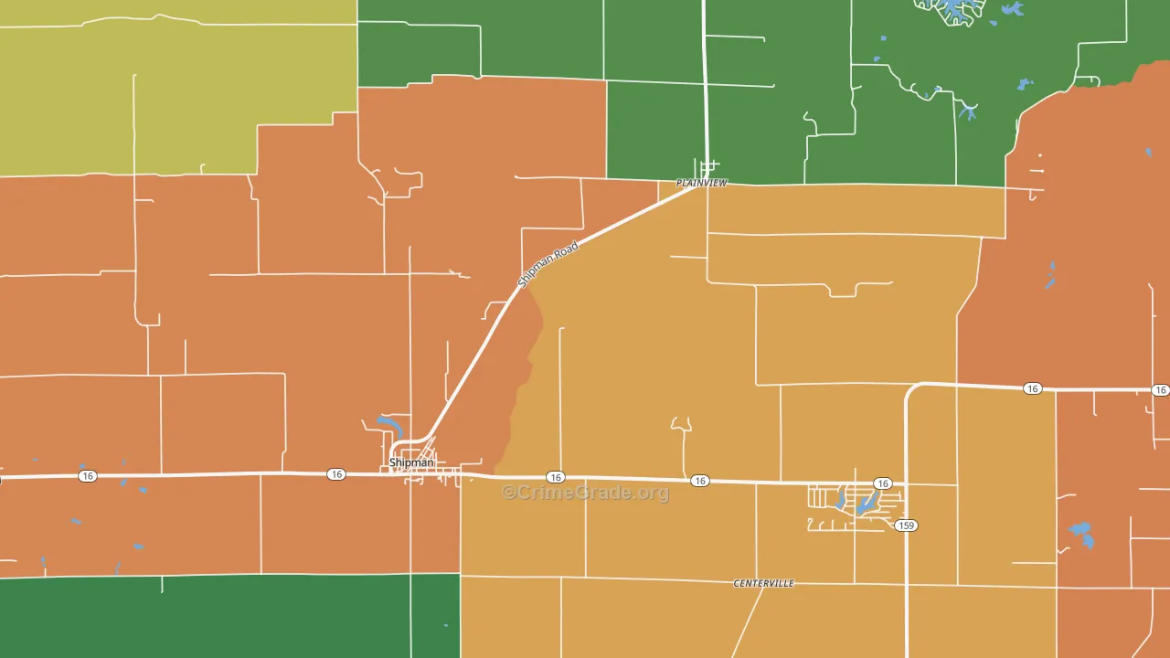 Shipman, IL Map of Assault Rates