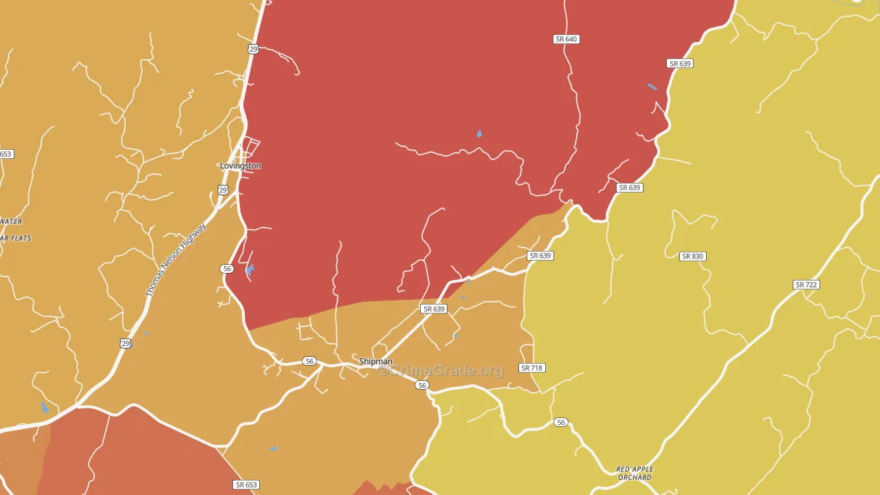 Shipman, VA Map of Assault Rates