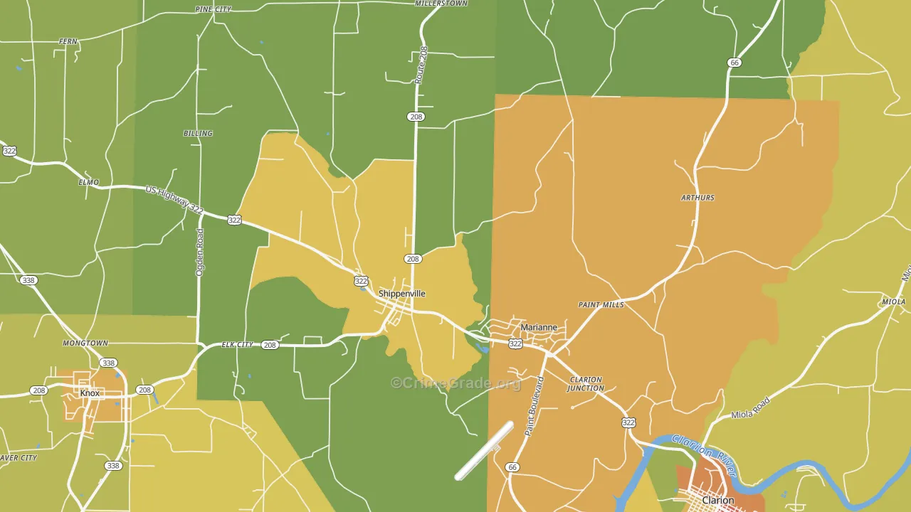 Shippenville, PA Map of Assault Rates