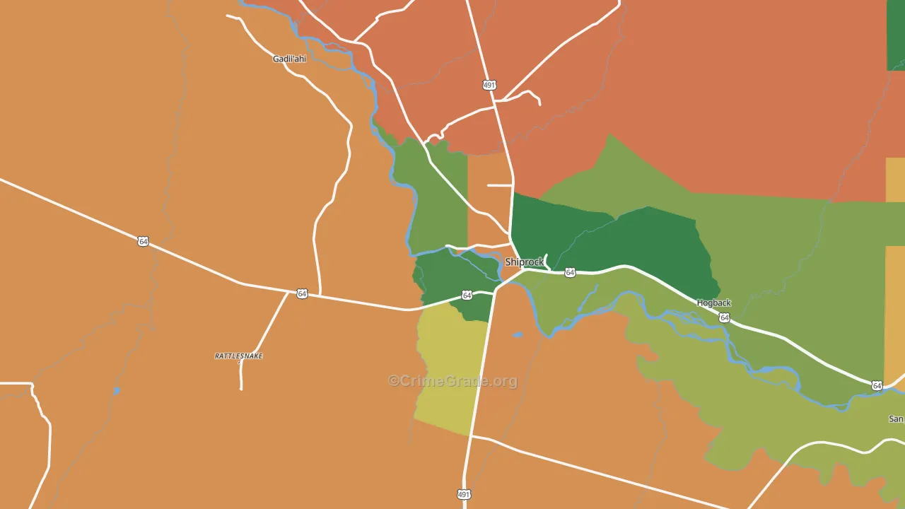 Shiprock, NM Map of Assault Rates