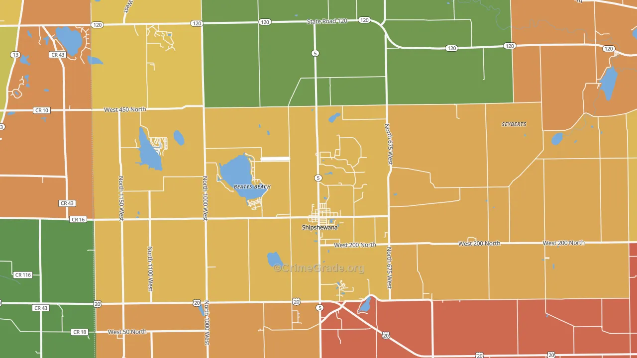 Shipshewana, IN Map of Assault Rates