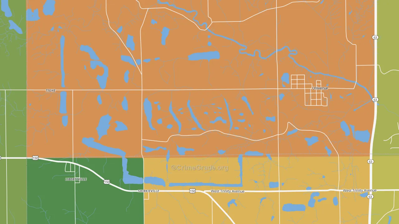 Shirkieville, IN Map of Assault Rates