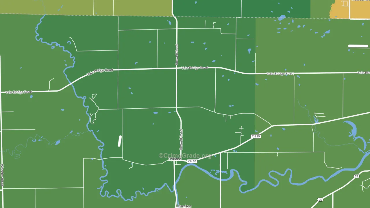 Shirland, IL Map of Assault Rates