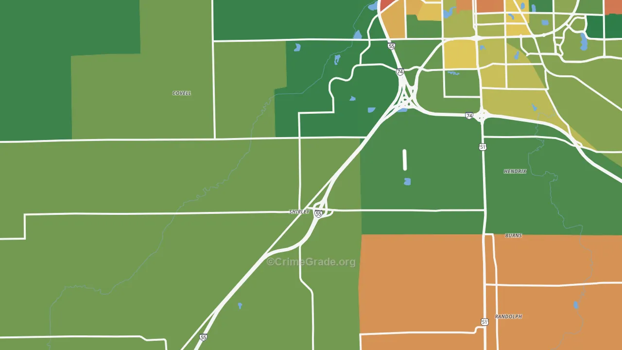 Shirley, IL Map of Assault Rates