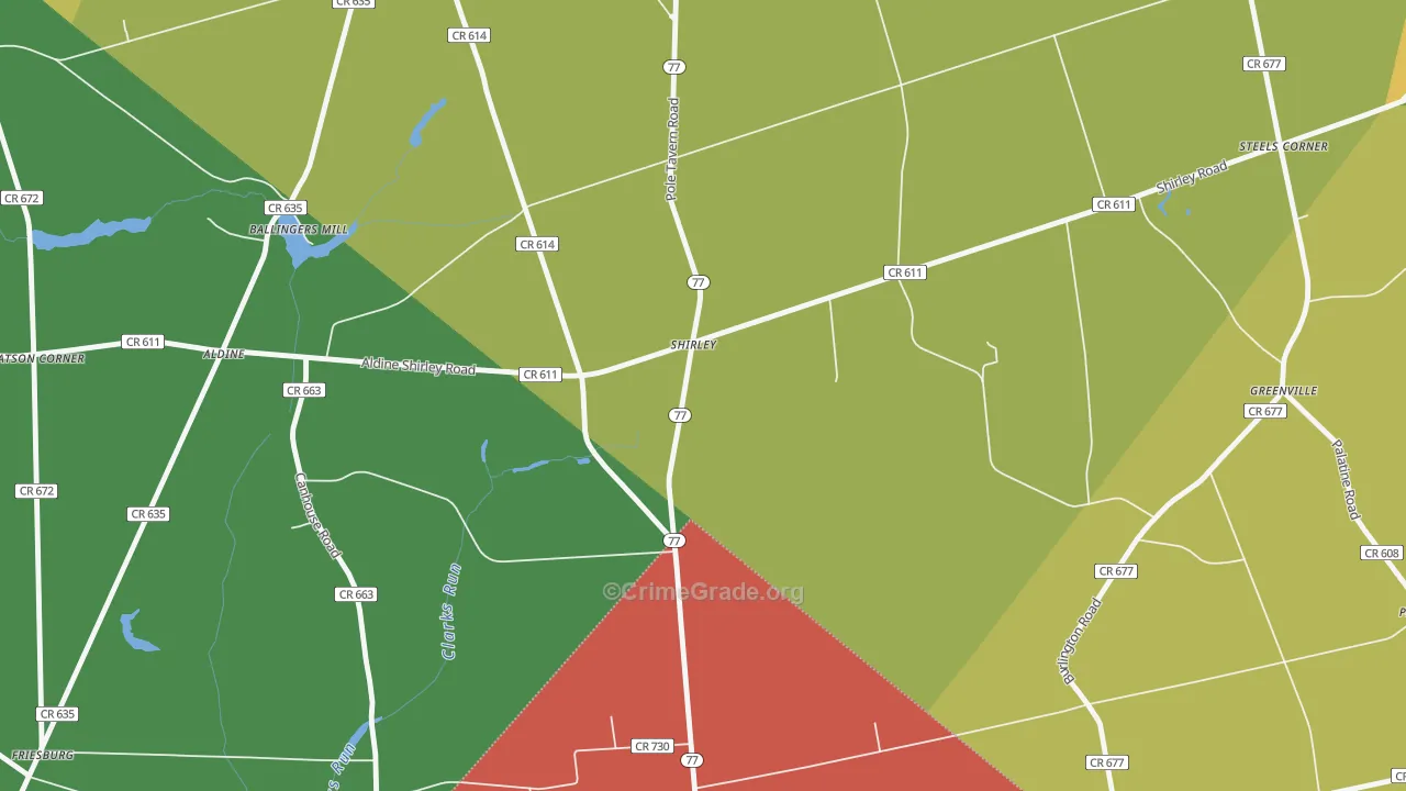 Shirley, NJ Map of Assault Rates