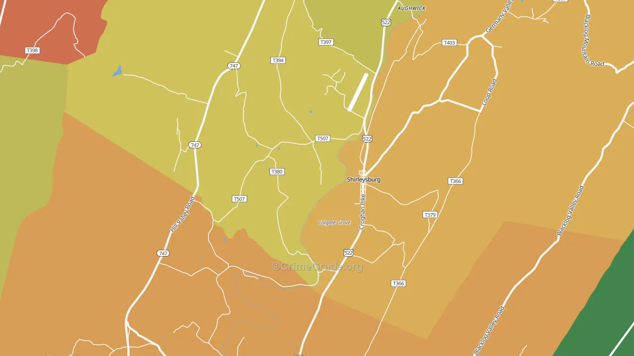 Shirleysburg, PA Map of Assault Rates