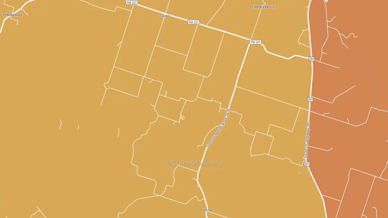Shive, TX Map of Assault Rates