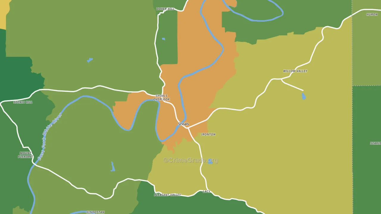 Shoals, IN Map of Assault Rates