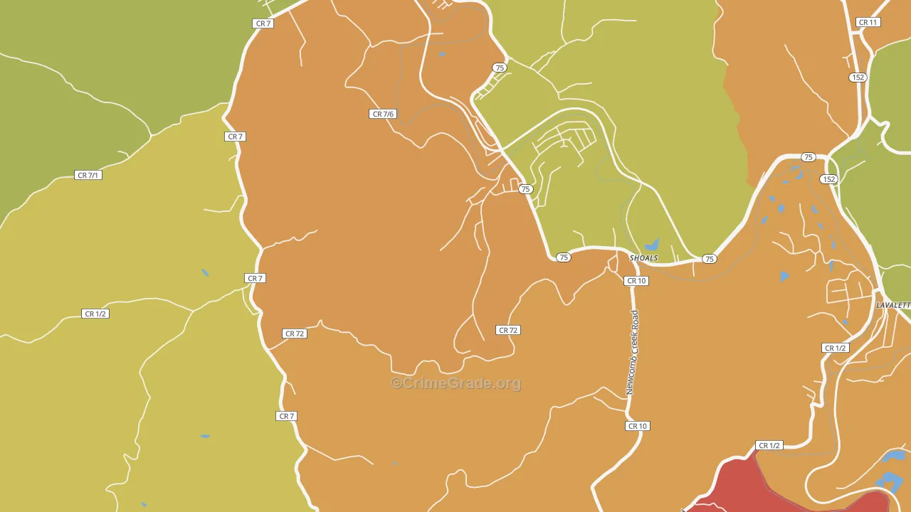 Shoals, WV Map of Assault Rates