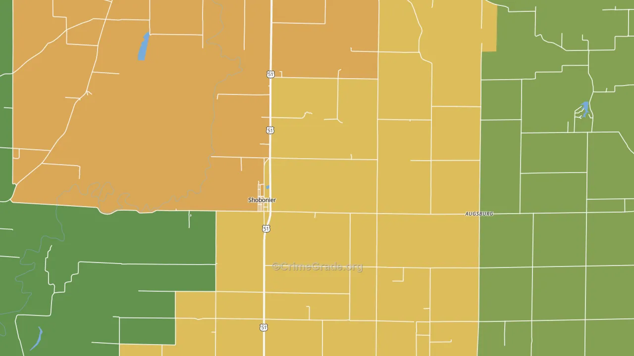 Shobonier, IL Map of Assault Rates