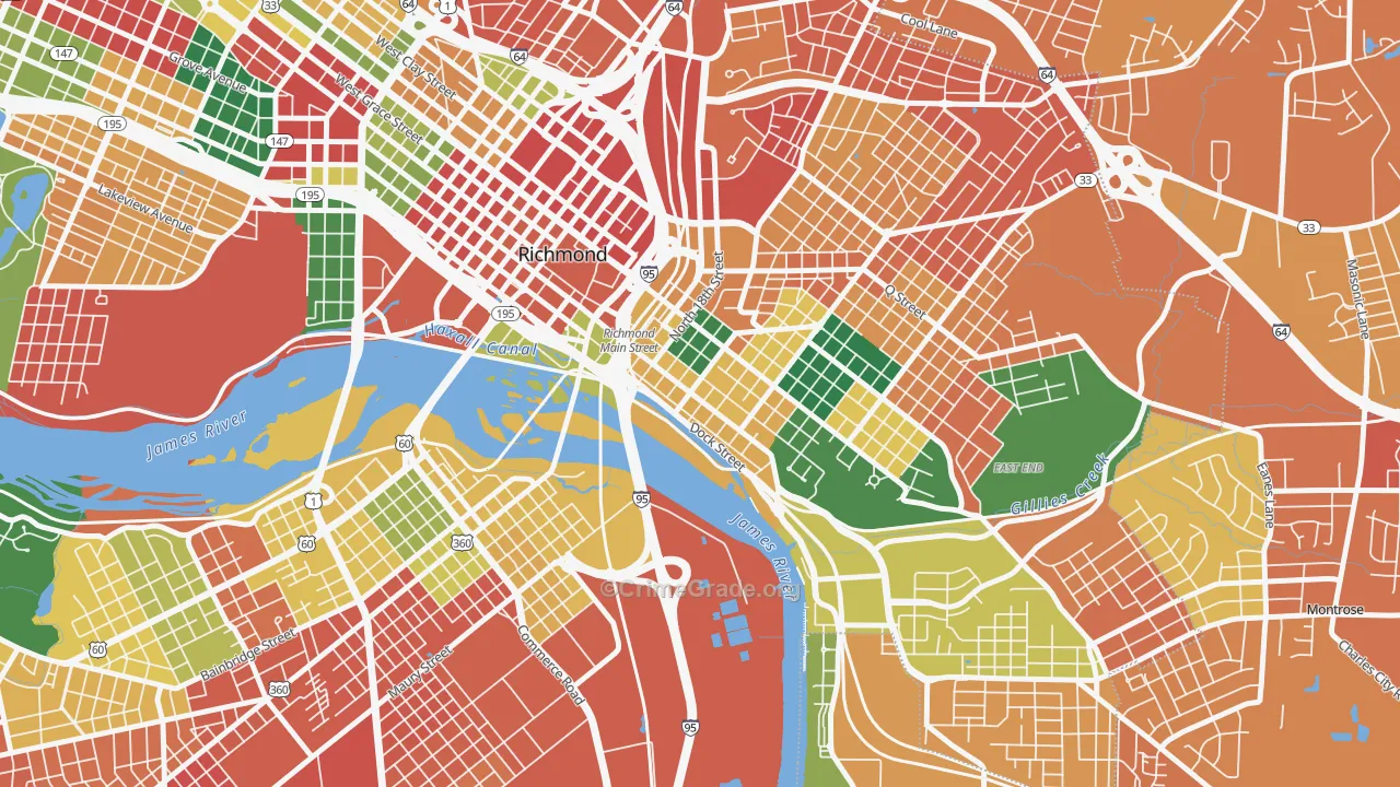 Shockoe Bottom, Richmond, VA Map of Assault Rates