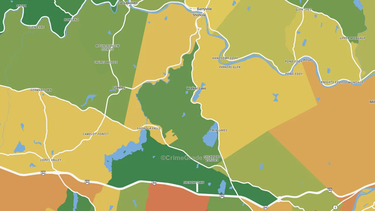 Shohola, PA Map of Assault Rates
