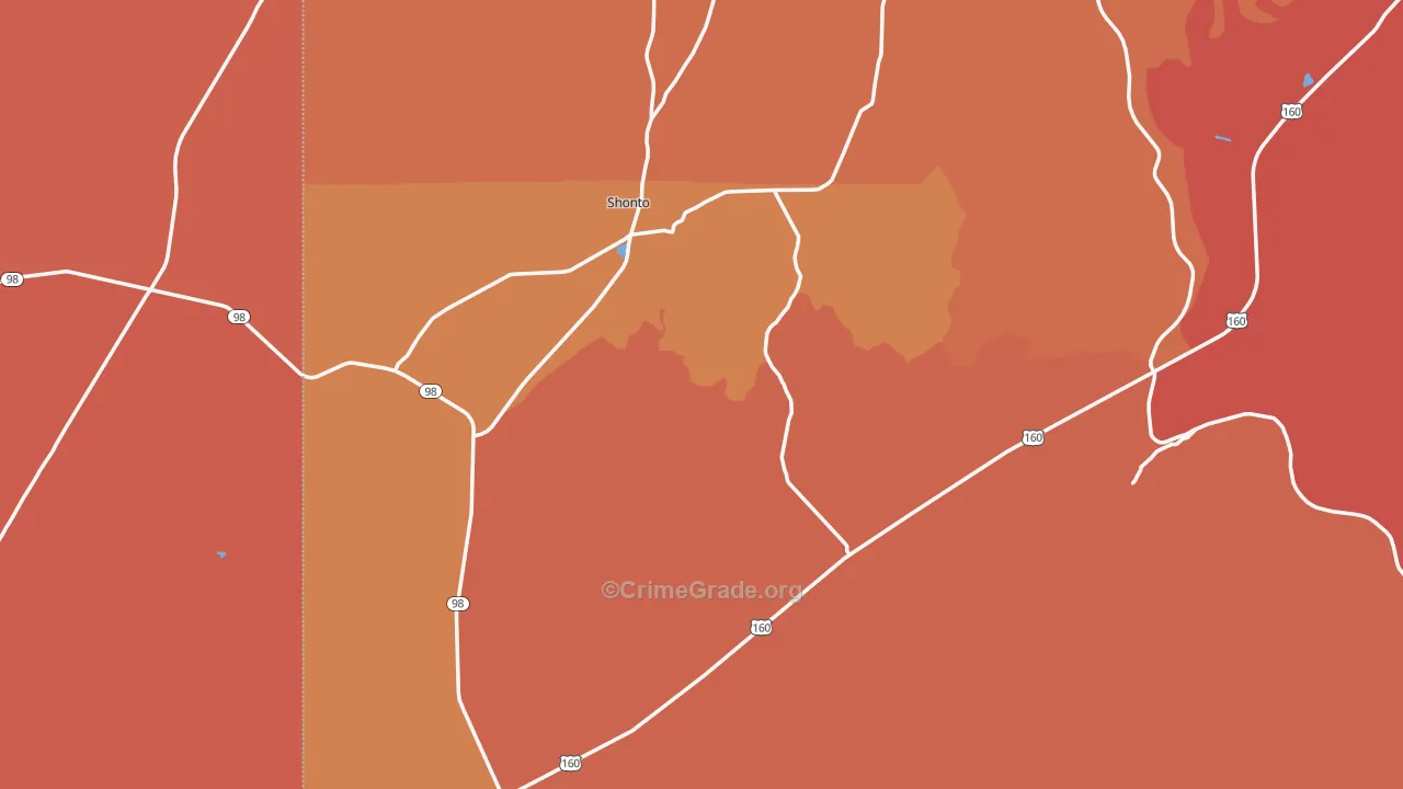 Shonto, AZ Map of Assault Rates
