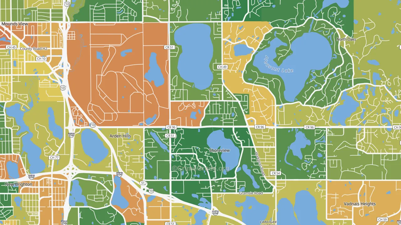 Shoreview, MN Map of Assault Rates