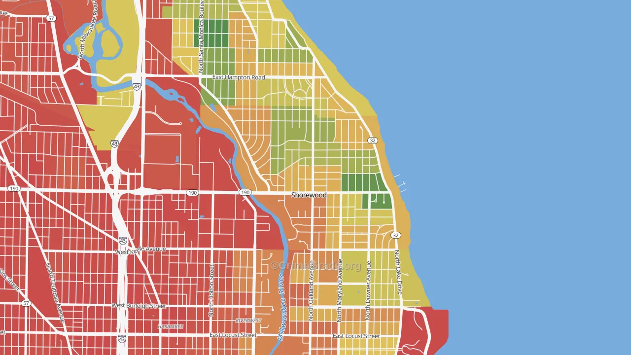 Shorewood, WI Map of Assault Rates