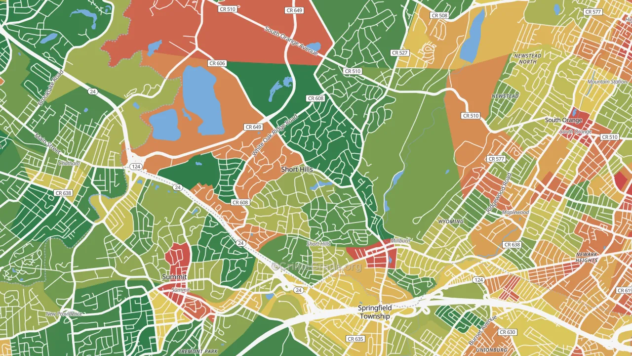 Short Hills, NJ Map of Assault Rates