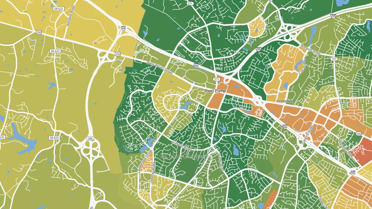 Short Pump, VA Map of Assault Rates