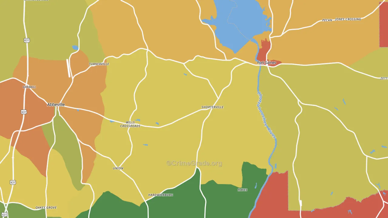 Shorterville, AL Map of Assault Rates