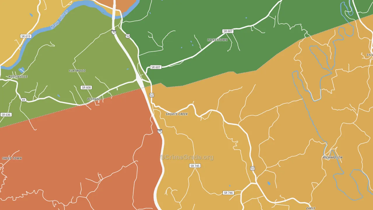 Shorts Creek, VA Map of Assault Rates
