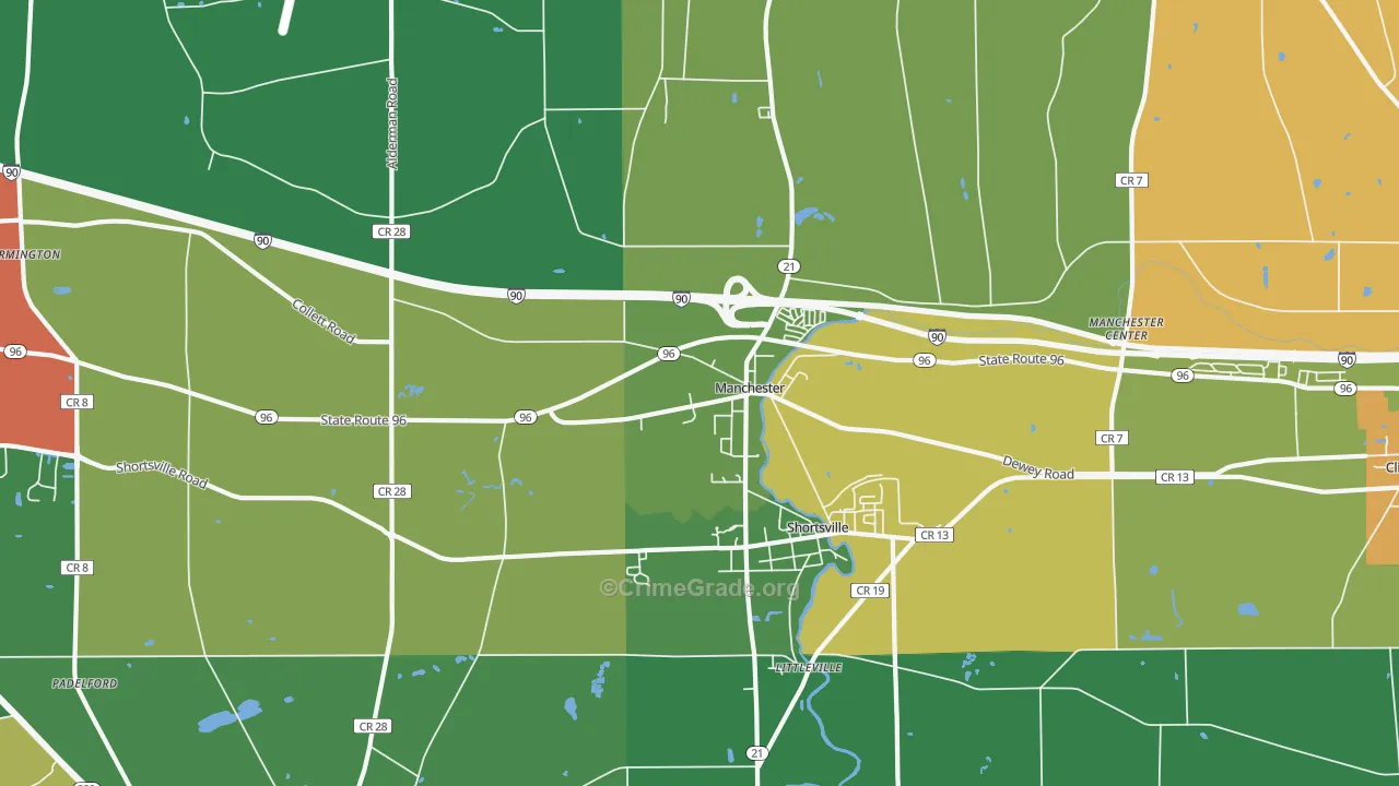 Shortsville, NY Map of Assault Rates