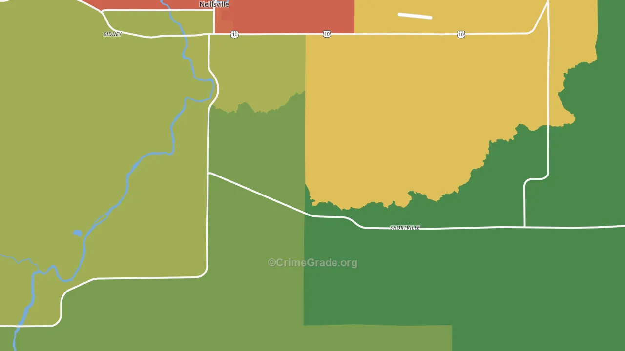 Shortville, WI Map of Assault Rates