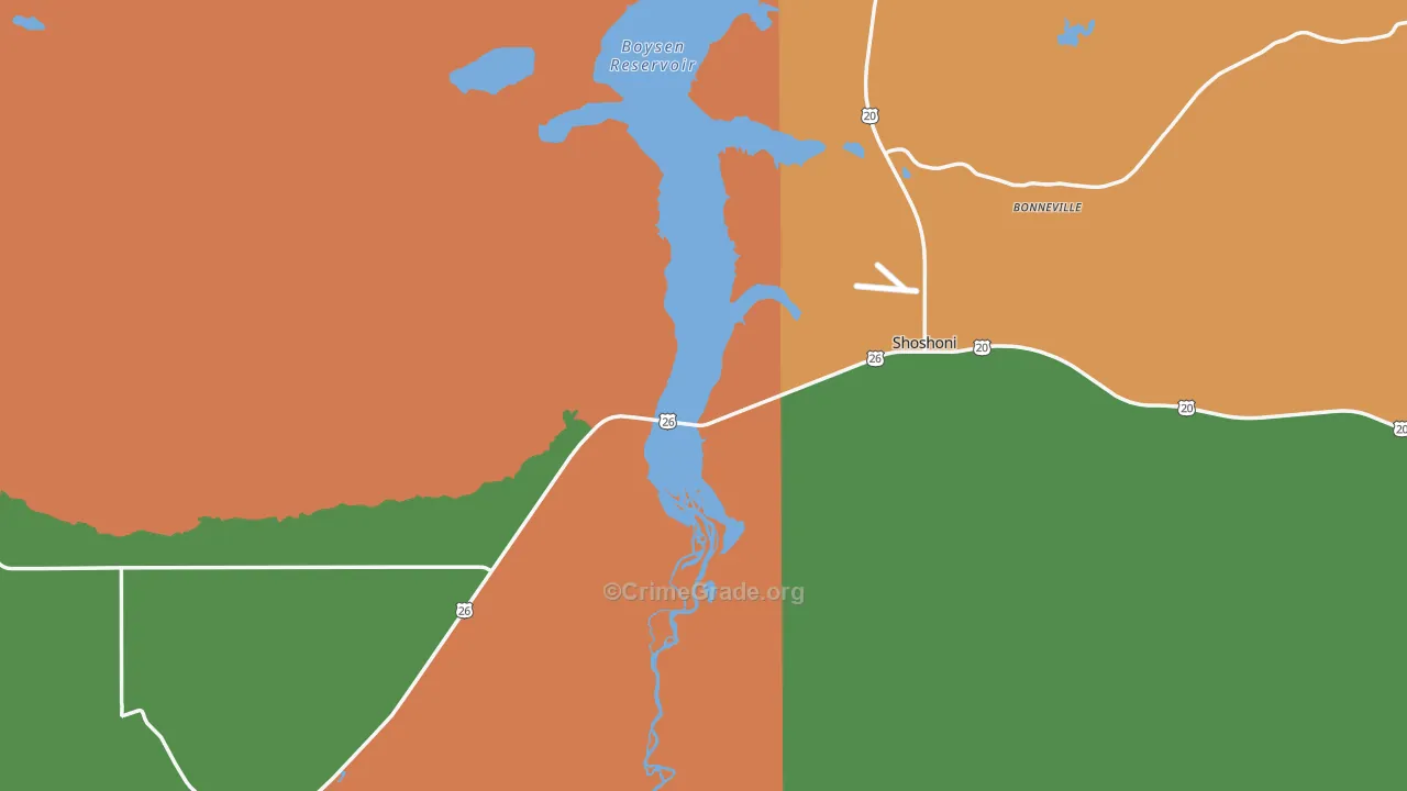 Shoshoni, WY Map of Assault Rates