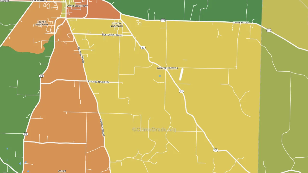 Shover Springs, AR Map of Assault Rates