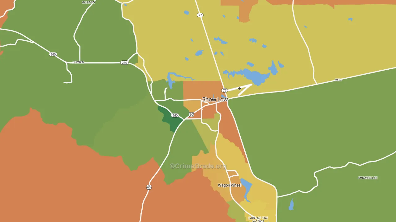 Show Low, AZ Map of Assault Rates