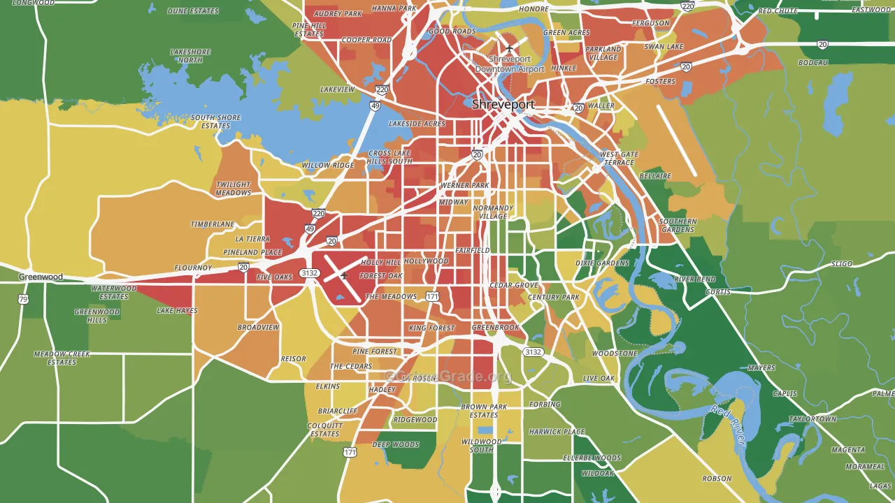 Shreveport, LA Map of Assault Rates