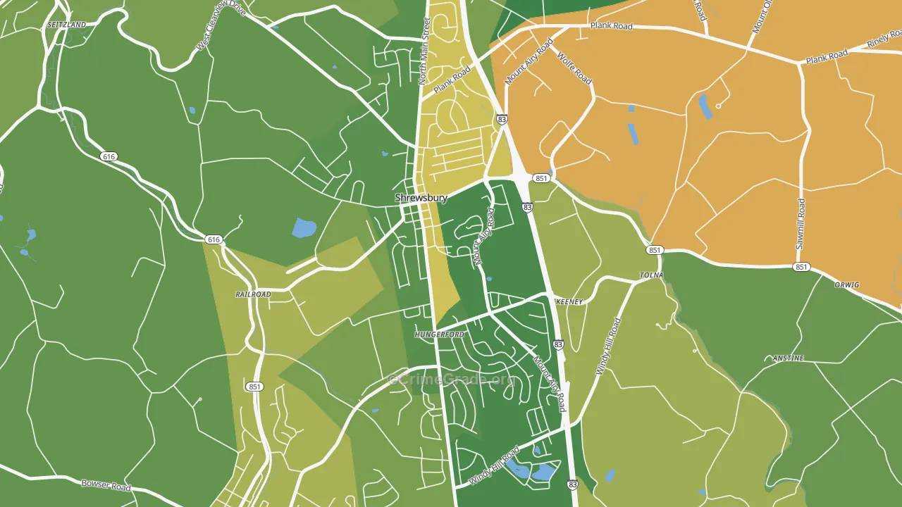 Shrewsbury, PA Map of Assault Rates