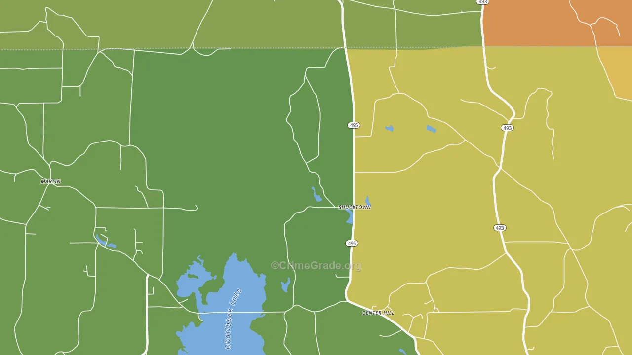 Shucktown, MS Map of Assault Rates