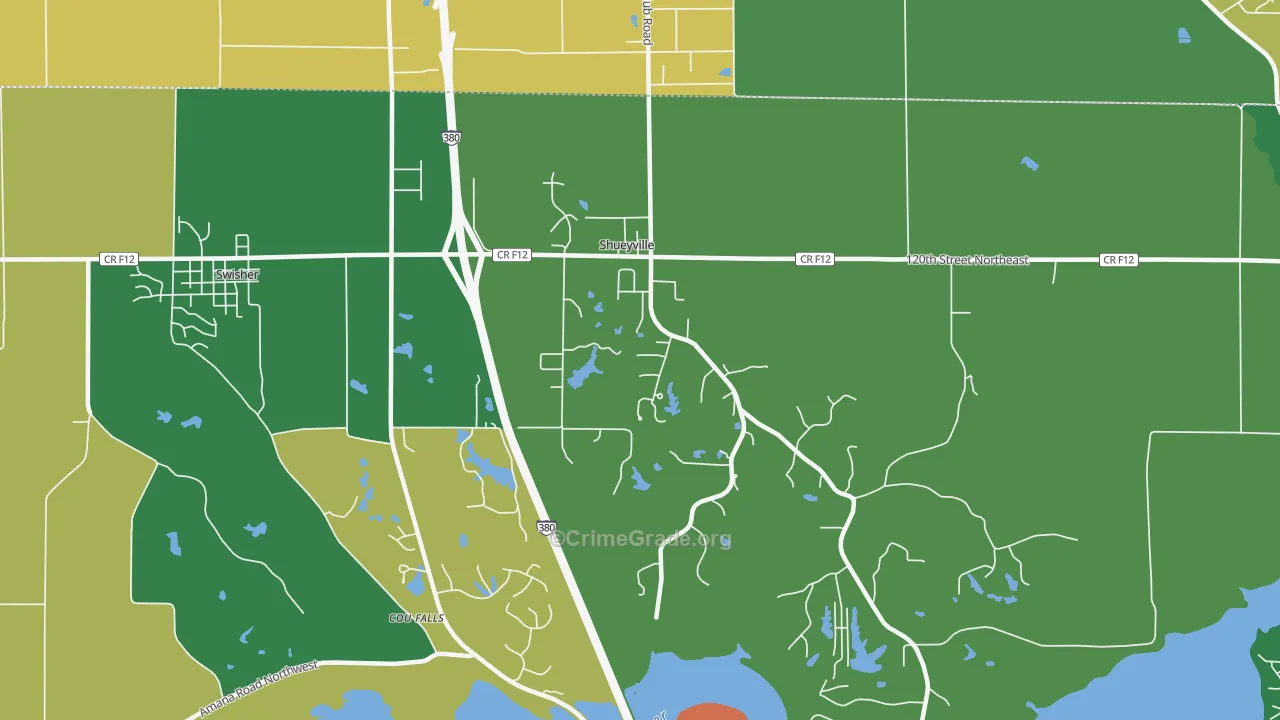 Shueyville, IA Map of Assault Rates