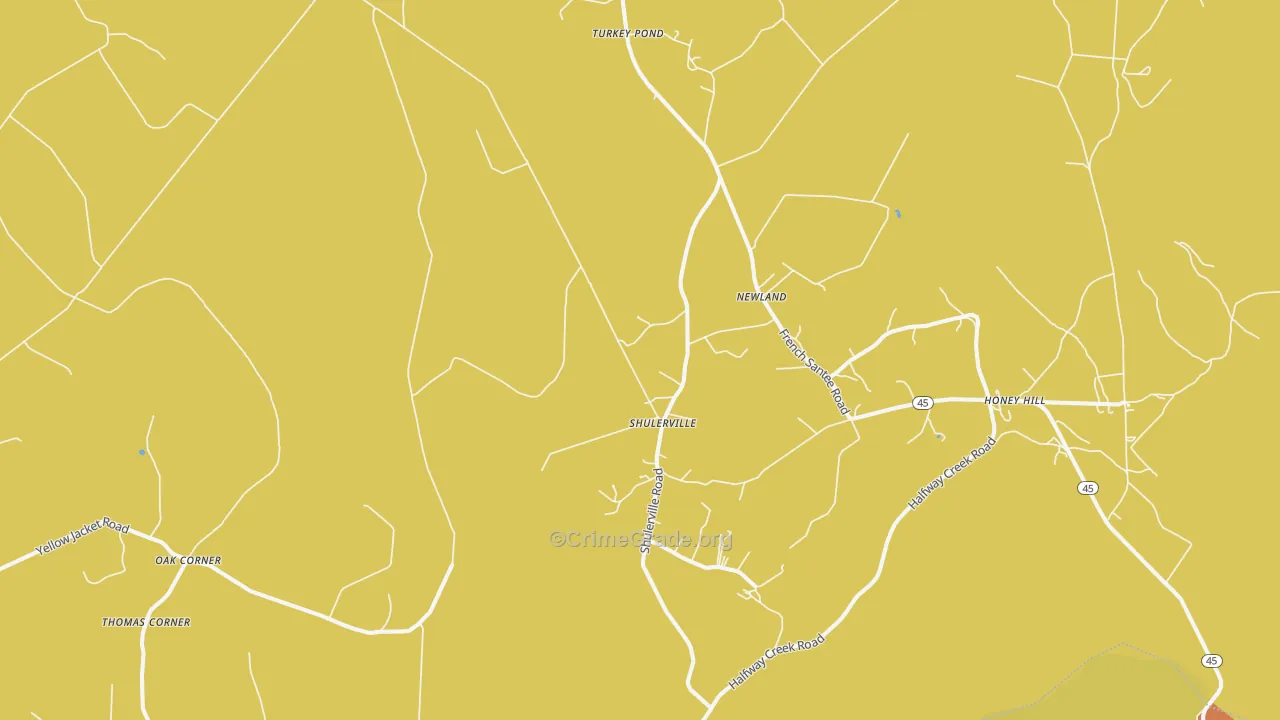 Shulerville, SC Map of Assault Rates