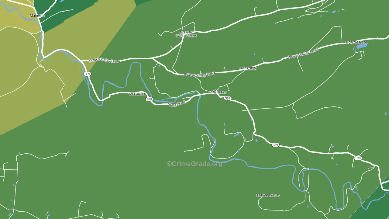 Shumans, PA Map of Assault Rates