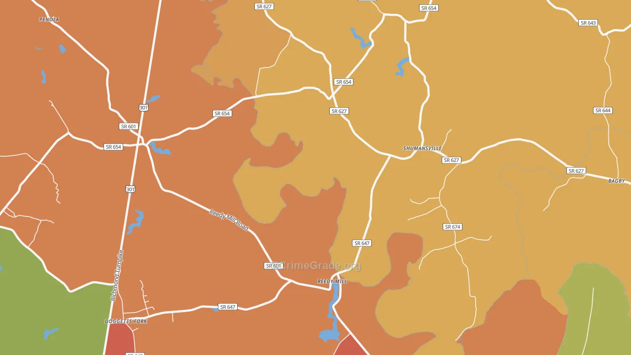 Shumansville, VA Map of Assault Rates