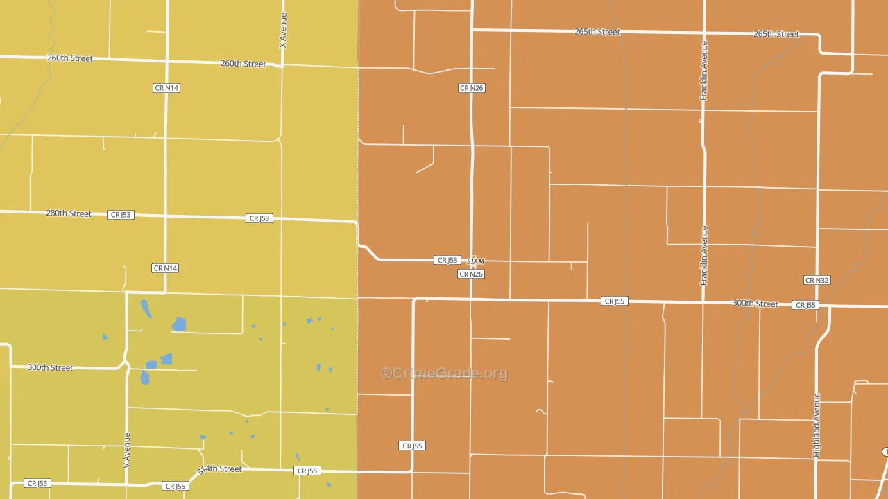 Siam, IA Map of Assault Rates