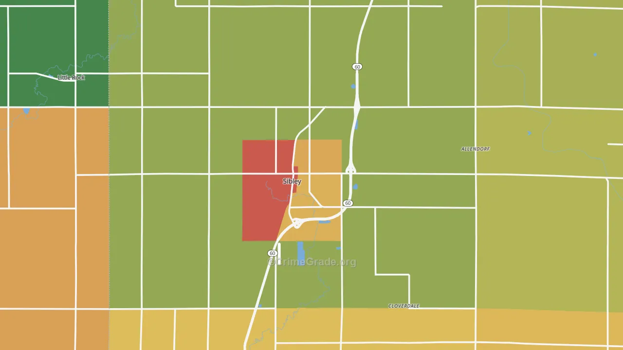 Sibley, IA Map of Assault Rates