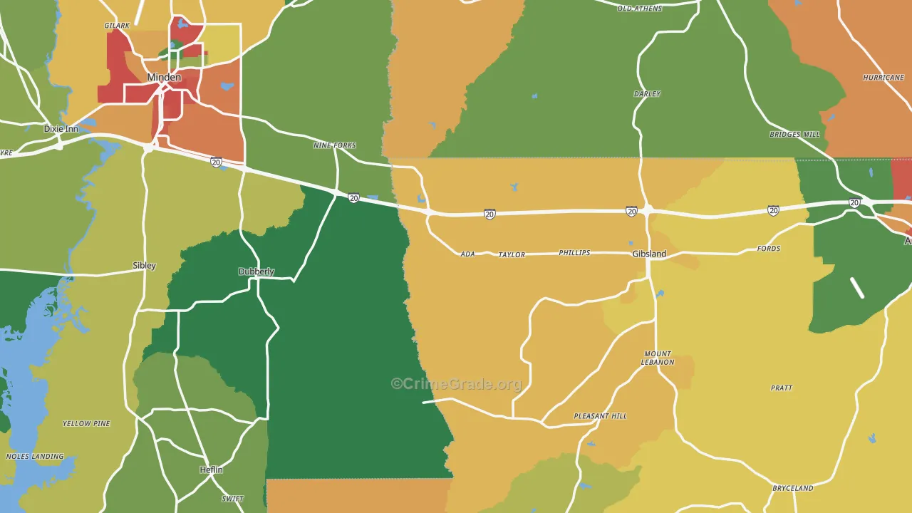 Sibley, LA Map of Assault Rates